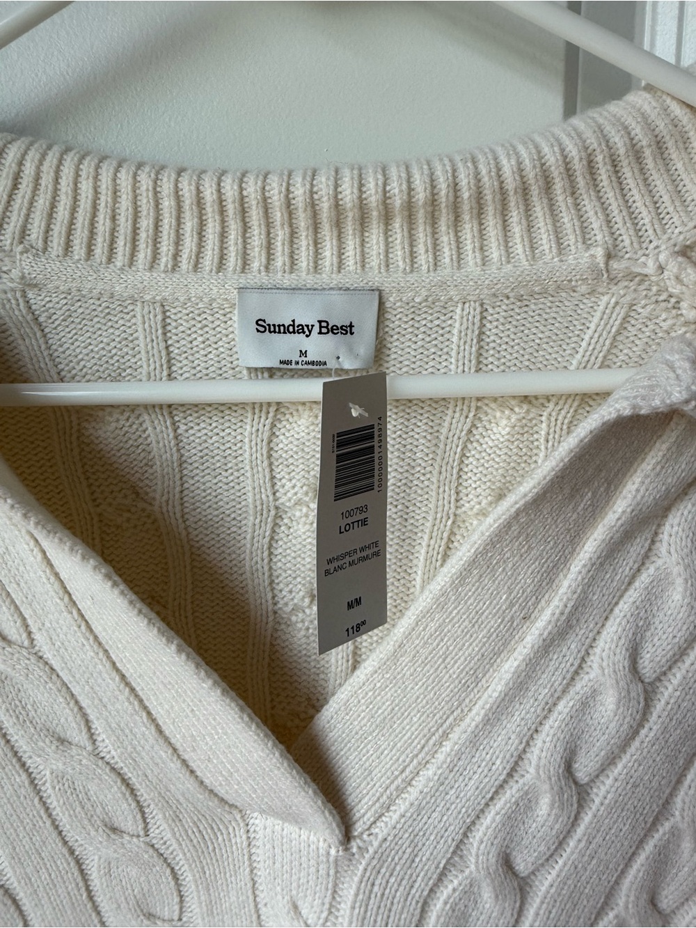 Sunday Best Aritzia White Cable Knit Women’s Sweater